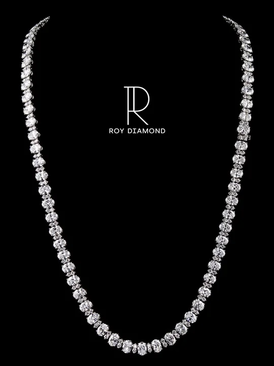 Round diamond necklace on a black background