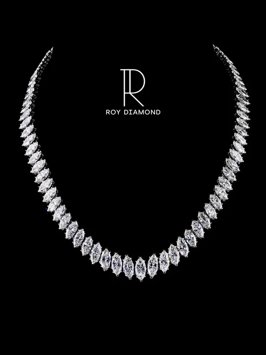 Marquise diamond necklace on a black background