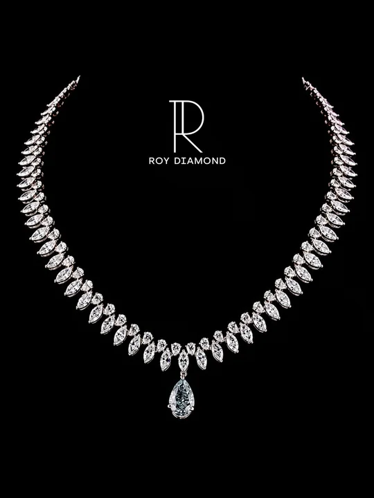 Marquise diamond necklace with a pear-shaped centre drop